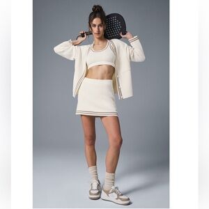 Alo Tennis Sweater Knit Bra size L Cream Gravel